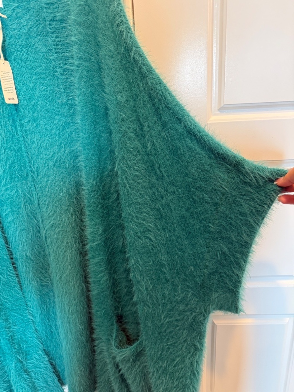 Aerie Fuzzy Green Sweater Cape Vest - Picture 3 of 5